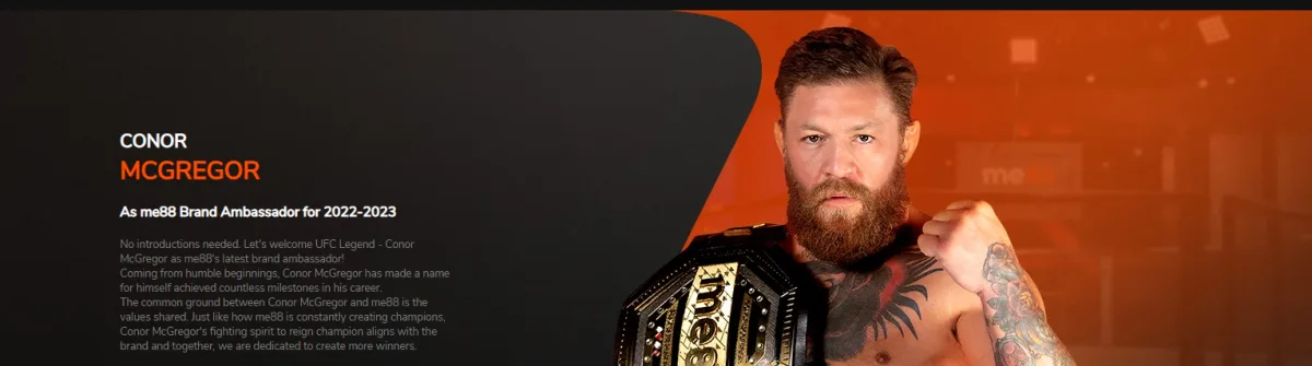 Conor McGregor as me88 brand ambassador for 2022 to 2023