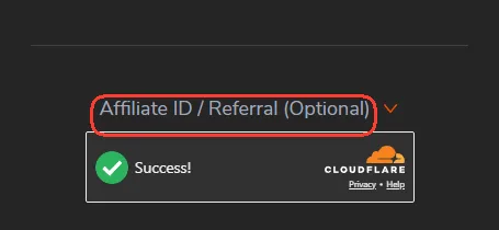 Optional Affiliate ID and Referral field on the me88 registration form
