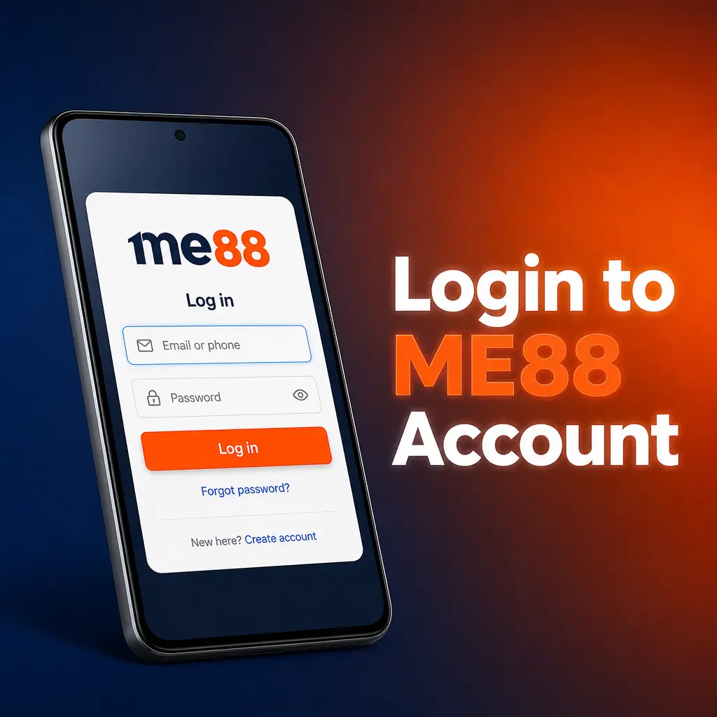 Login screen for ME88 account showing username, password fields, and login button on website or mobile app.