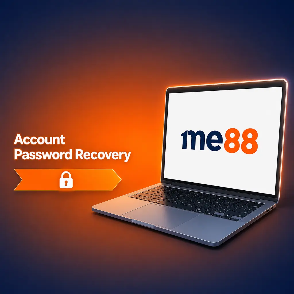 ME88 account password recovery form showing steps to reset login credentials via OTP verification