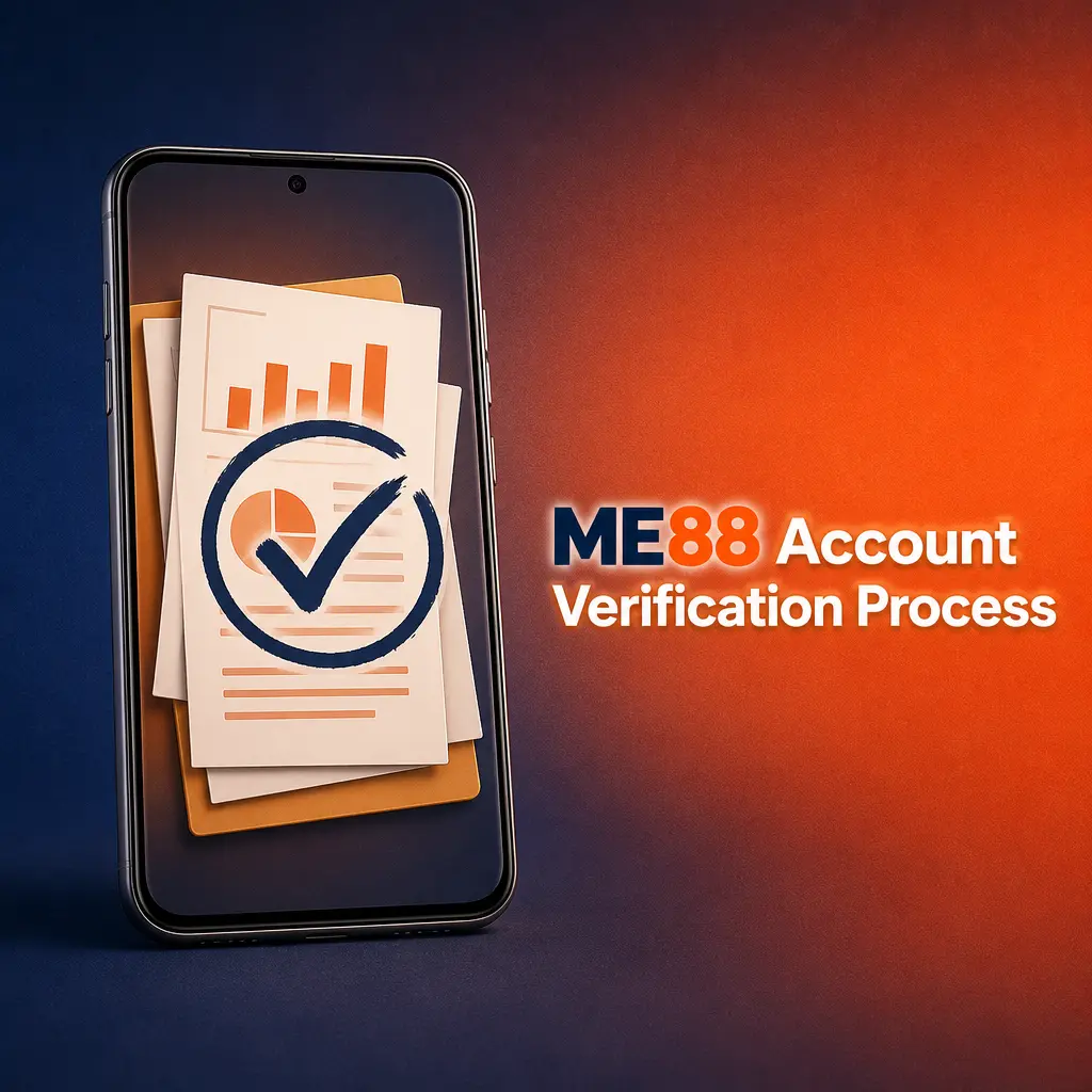 ME88 account verification steps: mobile OTP, email confirmation, ID upload, address proof, and payment method check.