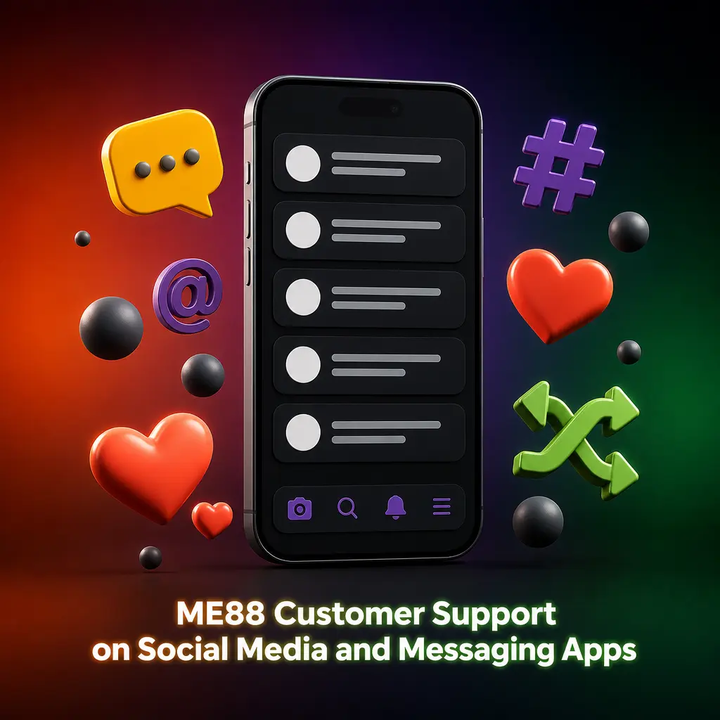ME88 customer support via WhatsApp, Telegram, and Facebook Messenger for quick enquiries on promotions and account status.