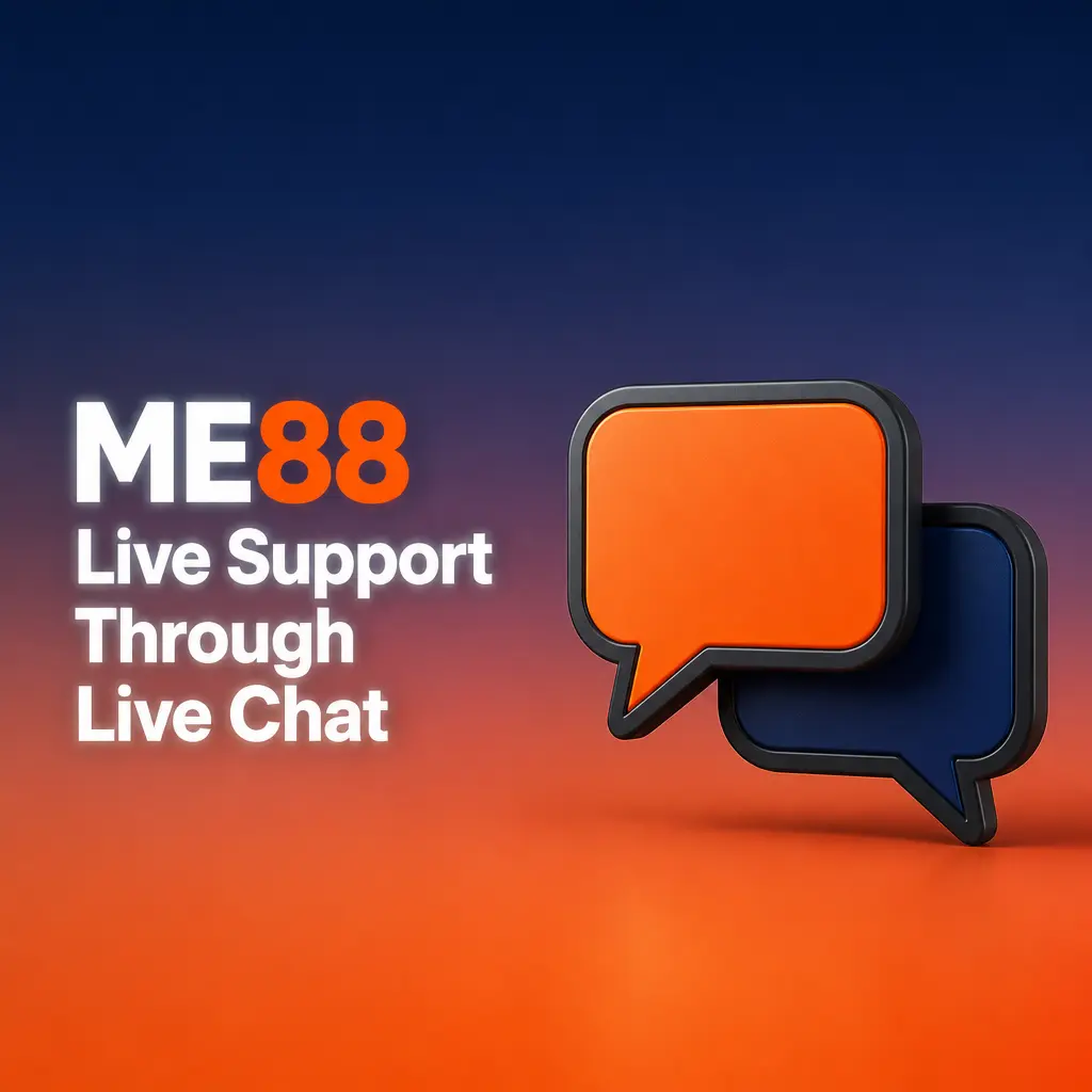 ME88 live chat support icon for 24/7 instant help with login, deposit, and bonus queries via website or app.