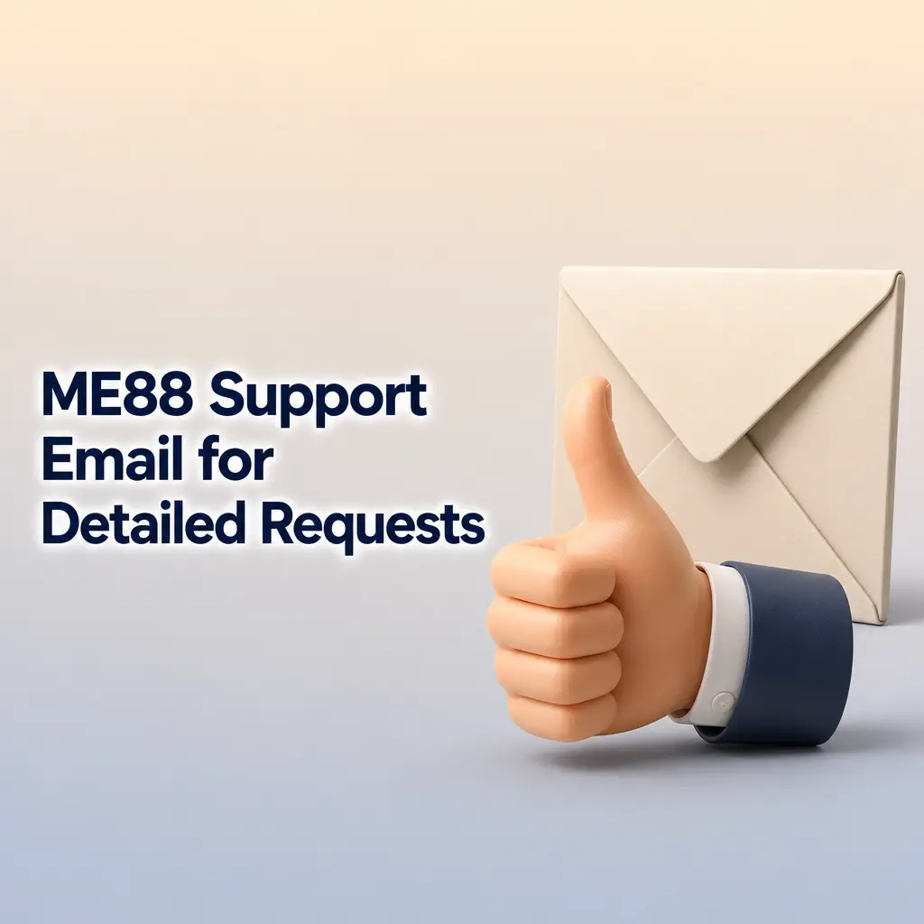 ME88 support email contact page for detailed requests, withdrawal disputes, document verification, and complaint escalation.