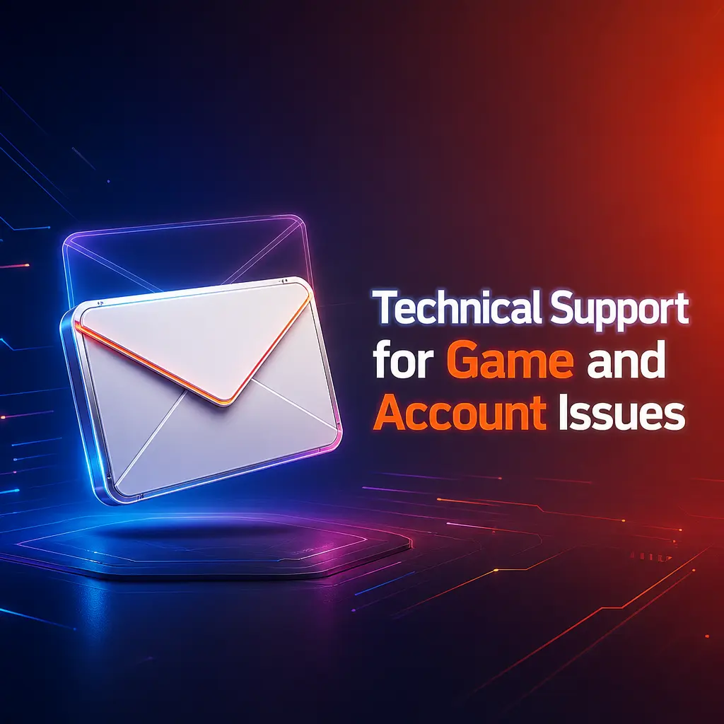 Technical support for game freezing, login errors, failed deposits, and account access issues via live chat or email